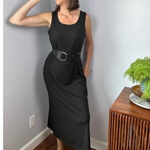 K Studio Vintage 90s Black Maxi‎ Column Dress Sleeveless Minimalist USA Made 12